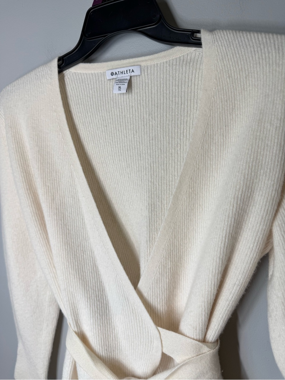 Merino Wool and Cashmere wrap sweater cream - Picture 5 of 11